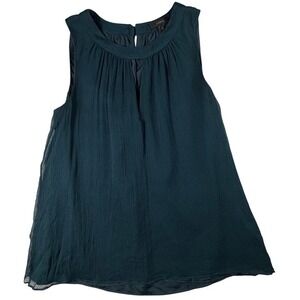 J. Crew Teal Textured Silk Keyhole Neck Sleeveless Blouse Top Size 6